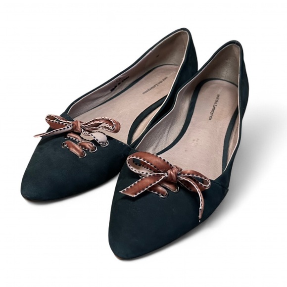 Pilcro and the Letterpress Shoes - Pilcro and the Letterpress Green Flats with Tan Bow